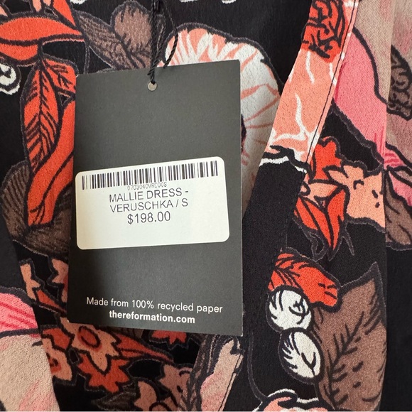 Reformation Black Floral Wrap Dress | Pink & White Flowers | NWT | Sz S - Picture 5 of 10